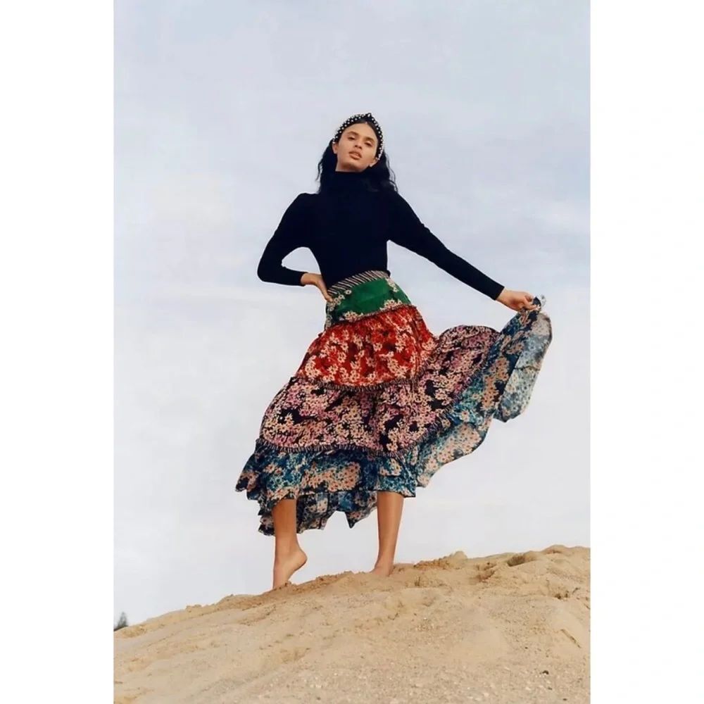 Anthropologie Bhanuni By Jyoti Anarosa Tiered Maxi Skirt